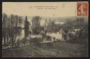 « Les inondations de l'Oise, janvier 1910. Cergy. Vue prise de Gency ». Cliché Godefroy. Leconte tabacs, Cergy. A. Seyes, Pontoise.