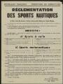 Préfecture de Seine-et-Oise. - « Réglementation des sports nautiques ».