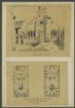 Sarcelles. - Chevet de l'église avec mention "Sarcelles N 1848" ; deux FIgures humaines avec mention "dans la voussure de la porte à l'église de Sarcelles N. 1848" dessinés de Lucien Bessières.
