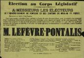 « Election au Corps législatif. A Messieurs les électeurs de l'arrondissement de Pontoise et des cantons de Meulan et Poissy ». Paris : E. Brière.
