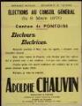 1 vue  - Chauvin, Adolphe. - « Elections au Conseil général du 8 mars 1970. Canton de Pontoise ». Pontoise : Imprimerie SOGEI. (ouvre la visionneuse)