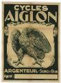 1 vue  - Société des cycles Aiglon à Argenteuil.- « Cycles Aiglon. D\'après Michel-Ange..». Paris : imp. Bouchy et Cie. (ouvre la visionneuse)