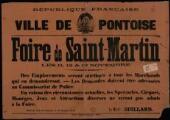 1 vue  - Mairie de Pontoise. - « Foire de Saint-Martin, les 11, 12 et 13 novembre 1918 ». Pontoise : Imprimerie Lucien Paris. (ouvre la visionneuse)