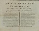 1 vue  - «Les Administrateurs du Directoire du district de Pontoise aux citoyens qui le compose». (ouvre la visionneuse)
