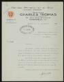 1 vue Argenteuil. - « Etablissements Charles Thomas. Denrées alimentaires en gros ; commission, consignation » : courrier à en-tête.