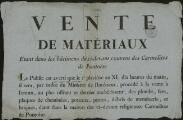 1 vue  - Vente de \'matériaux provenant des bâtiments du ci-devant couvent des Carmélites de Pontoise\'. (ouvre la visionneuse)