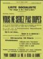 1 vue  - « Election municipale. Ville de Deuil-la-Barre. Scrutin du 13 mars 1977. Liste socialiste \'Pour changer la vie à Deuil-la-Barre\' ». (ouvre la visionneuse)