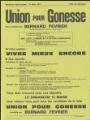 1 vue  - Février, Bernard. - « Elections municipales - 13 mars 1977. Ville de Gonesse. Union pour Gonesse ». (ouvre la visionneuse)