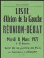 1 vue  - Dufour, Charles. - « Ville de L\'Isle-Adam. Liste d\'union de la Gauche. Réunion-débat ». (ouvre la visionneuse)