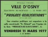 1 vue Gourmelen, Christian. - « Ville d'Osny. Elections municipales - 13 mars 1977. Progrès-Réalisations. Liste du maire d'Osny ».