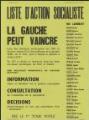 1 vue  - Pillon, Daniel. - « Ville d\'Eaubonne. Elections municipales du 14 mars 1971. Liste d\'action socialiste. La Gauche peut vaincre ». (ouvre la visionneuse)