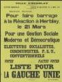 1 vue  - Martinez, Michel. - « Ville d\'Herblay. Elections municipales - Scrutin de ballotage du 21 mars 1971. Votez, faites voter liste pour la Gauche unie ». (ouvre la visionneuse)