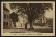2 vues « Andilly. Place de la Libération (côté de l'église) ». Impres. de France Alain, 7, rue Gust.-Courbet, Bagneux (Seine).