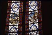 1 vue Groslay. - Église saint Martin : vitrail du choeur représentant la vie de saint Martin.