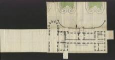 5 vues Hérivaux. - Plan des bâtiments de l'abbaye sur quatre niveaux.
