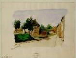 2 vues Image recto-verso. - Bonneuil-en-France, rue du village : aquarelle [recto]. Piscop, rue du village : dessin [verso].
