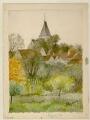 1 vue Le village et son clocher : aquarelle.